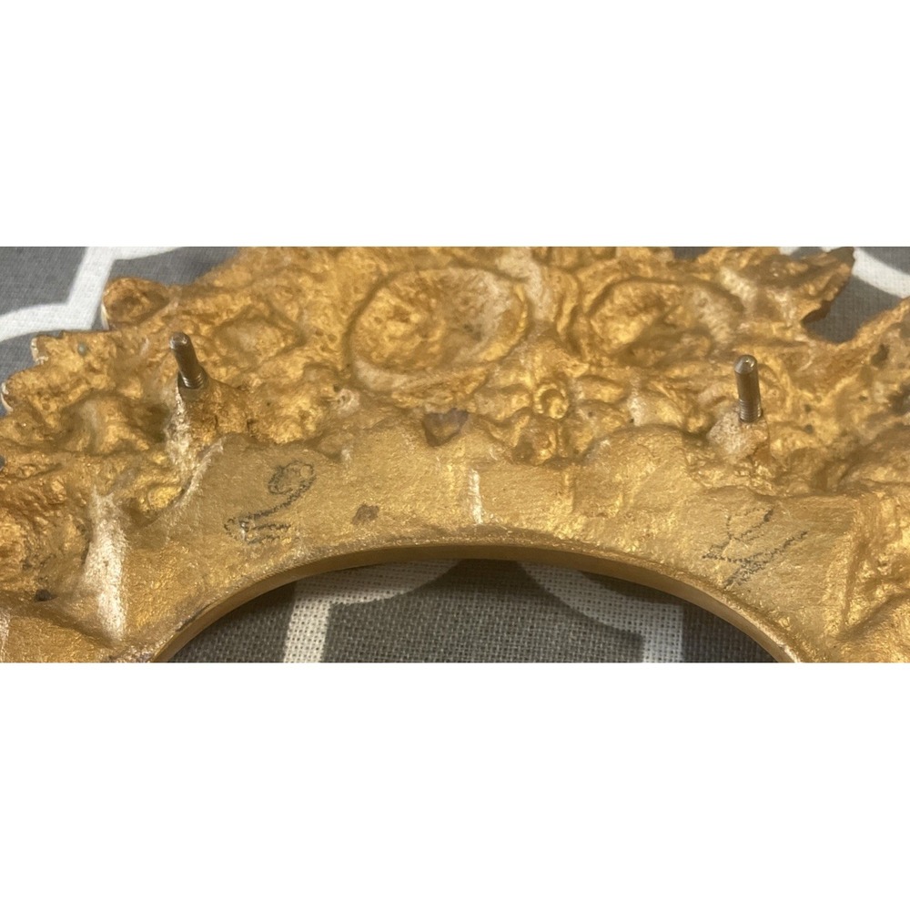 Vintage Ornate Gold Gilt Cast Floral Arched Mini Picture Frame No Glass Or Back - Picture 7 of 9